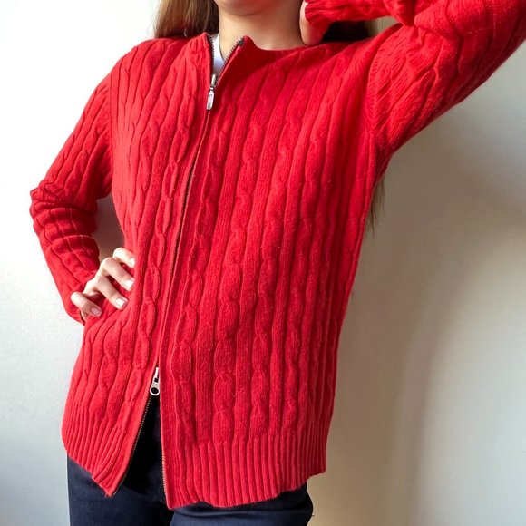 Vintage Eddie Bauer Cotton/Angora/Nylon Sweater in Red - Picture 3 of 13